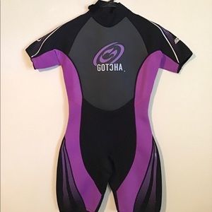Women's Gotcha Gear 2.2 MM Titanium Shorty Wetsuit Size 11/12 Purple Black EUC
